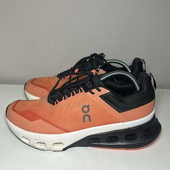 On Running Cloudnova x canyon salmon Coral and Black Athletic Shoes - Picture 3 of 9